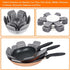 BYKITCHEN Pan and Pot Protectors, Set of 6 Larger & Thicker Protectors with Stars, Different Sizes for Cookware