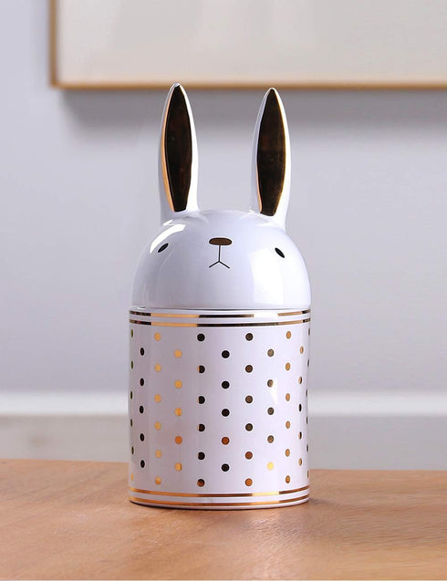 HAUCOZE Rabbit Cookie Jar Decorative Candy Jar with Lid, Modern Ceramic 8.1inch