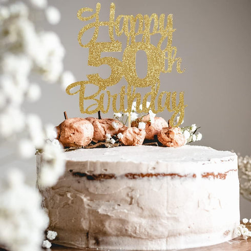 Happy 50th Birthday Cake Topper, 50th Birthday Decorations, 50 Cake Party Decor, 50 Anniversary Decor