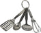 R&M International Mini 3.5" Kitchen Tool Set with Keychain, Includes Whisk, Spatula, Spoon, Skimmer, Silver