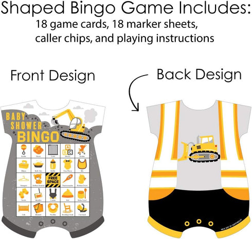 Set 18 Big Dot of Happiness Dig It - Construction Party Zone - Picture Bingo Cards and Markers - Baby Shower Shaped