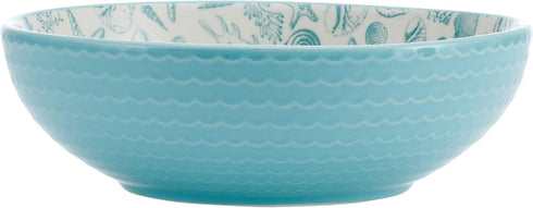 Pfaltzgraff Venice Set of 2 Teal and White Pasta Bowls, 8 Inch