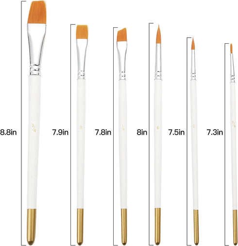 E-Kongton Cake Painting Brushes Set, Food Safe Fondant Sugar DIY Tools, 6PCS Soft Synthetic Brush for Easy Use &