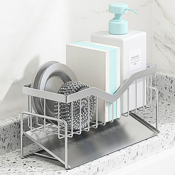 MINGFANITY Kitchen Sink Caddy Sponge Holder, Quick Draining, SUS 304 Stainless Steel Sponge