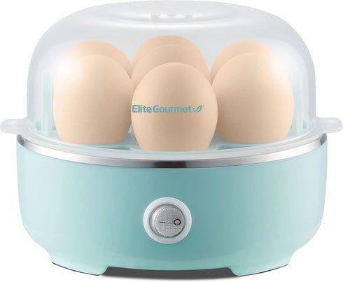 Elite Gourmet EGC115M Easy Egg Cooker, Electric 7-Egg Capacity, Auto Shut-Off, BPA Free, Retro Mint