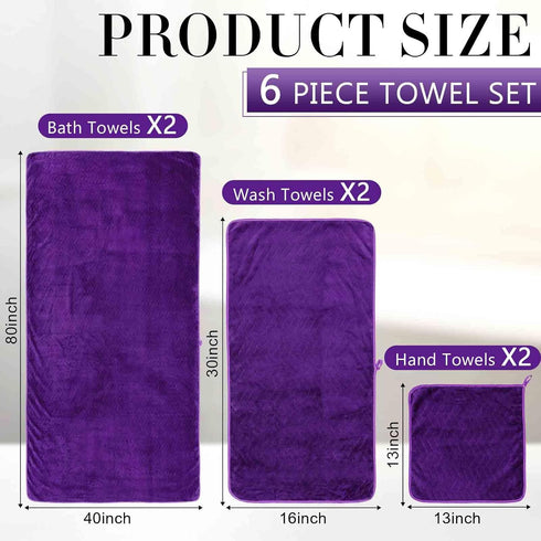 Set 6 40 80 Inches 2 2 2 SmoothNovelty of Extra Large Bath Towel x Oversized Bath Sheet with Shower Towels Hand Towels