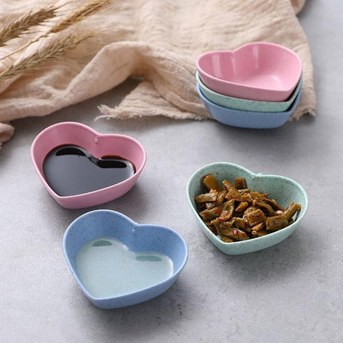 Heart Shape Appetizer Plates, Eco-Friendly Mini Bowls for Seasoning Dishes, 3pcs Fall Resistant