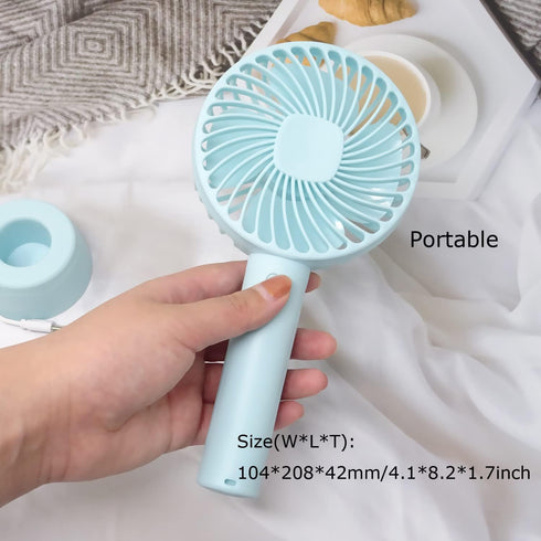 Honbay Handheld Rechargeable Fan Portable USB Fan Mini Hand Fan with Base for Home/Office/Travel - 3 Speeds, 4 Hours - Battery not Included (Blue) by Honbay