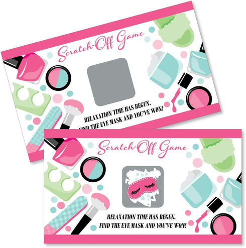 Big Dot of Happiness Spa Day - Girls Makeup Party Game Scratch Off Cards, 22 Count