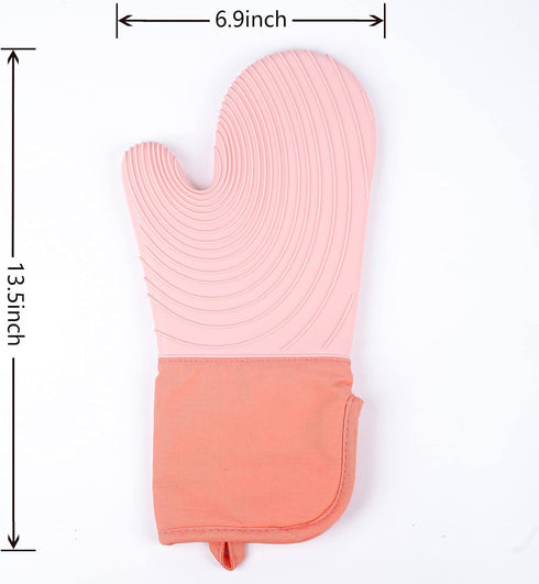 Silicone Oven Mitts with Extra Long Cuff - Heat Resistant Flexible Oven Mitt for Kitchen Baking Cooking, Machine