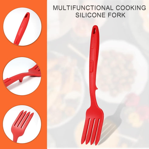 2pcs Silicone Flexible Forks, Heat Resistant Cooking Forks, Multifunctional Nonstick Blending Forks for Stirring,