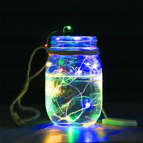 Fairy Lights Micro Silver Wire String Lights, 20 LEDs, 6.6Ft/2Meter, CR2032 Battery Operated (Multi-Colour, 6 Pack)
