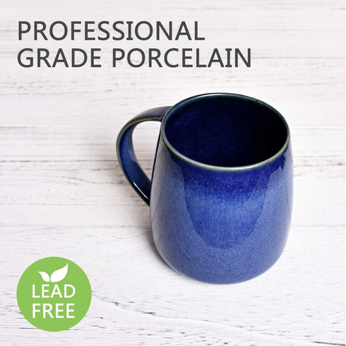 Bosmarlin 13 oz Ceramic Coffee Mug, Blue Tea Cup for Home and Office, Dishwasher and Microwave Safe