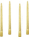 Kemladio 4 pcs 10 inch Taper Candles, Burning Unscented Tapered 7.5 hrs, Fancy Dinner Decorations (Gold)