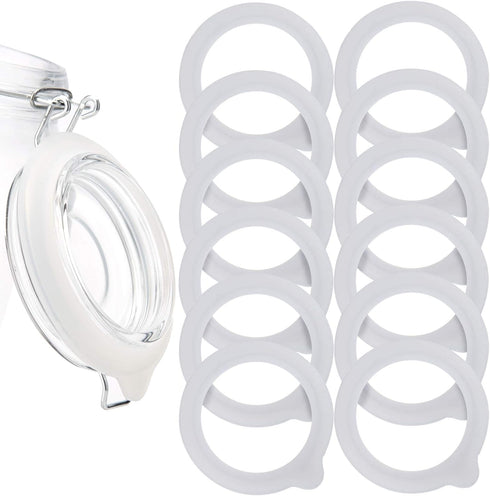 LUTER 12pcs Silicone Jar Seal Gaskets for Wide Mouth Mason Jar Lid, Airtight Replacement for Glass Jars