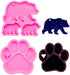 2pcs Glossy Shiny Walking Polar Bear Paw Set | Love Heart Keychain with Hole Silicone Mold for DIY Fondant and Cake