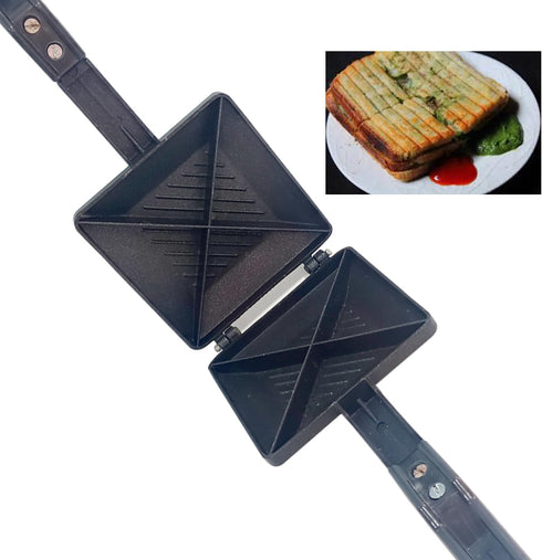 Toaster Non-Stick Gas Sandwich Maker, Coated Plates Hot Sandwich Maker, Quadra 4 Cut Toaster Sandwich Maker, Hand