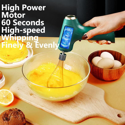 Electric Handheld Mixer with 2 Stirring Rods, 3 Speed Modes for Whipping, Mixing Pudding, Cookies, Cakes, Batters, USB