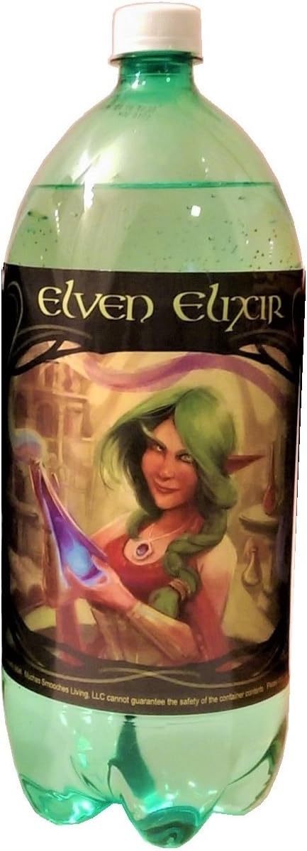 4 Soda Bottle Labels for Fantasy Themed Party - 7" x 6" Sticker Set with Orc, Dwarf, Elf, and Dragon