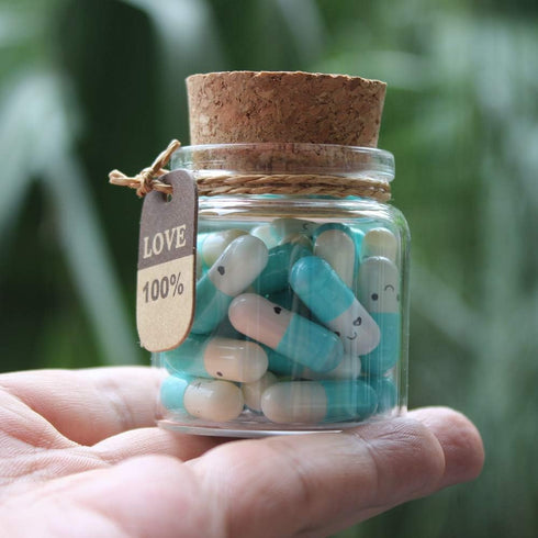 Infmetry Valentines Day Gifts for Her Him, 25pcs Capsule Notes Pills in Glass Bottle, Letter Messages for Couples