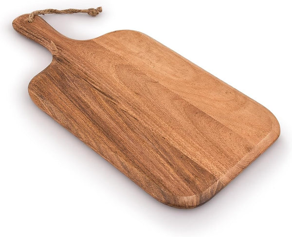Samhita Acacia Wood Cutting Board, 15" x 7", for Meat, Cheese, Bread, Vegetables & Fruits, with Grip Handle