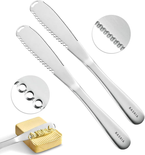 Butter Spreader Knife for Cold Butter above 20?, Slicer, Curler, Grater, Butter Blade (2 knives)