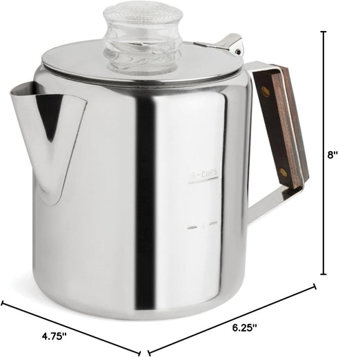 2-6 Fox Run Rapid Brew Stainless Steel Stovetop Coffee Percolator, Cup
