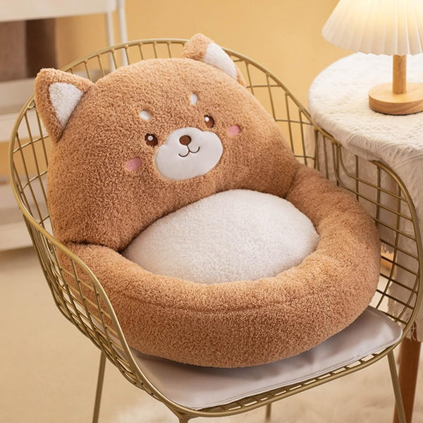 Kawaii Chair Cushions, Cute Indoor Seat Cushions, Comfy Plush Pillows with Backrest, Non-Slip Office Chair Cushion for