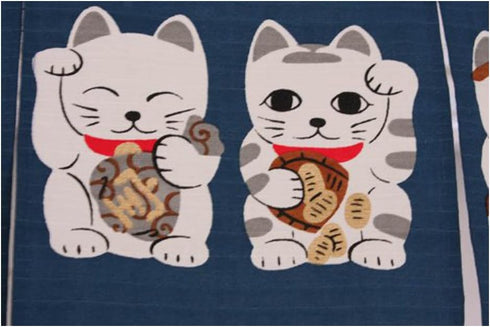NARUMI ?? Noren (Japanese Curtain) Seven Beckoning Cat/Maneki Neko 17-507, 85×30cm from Japan