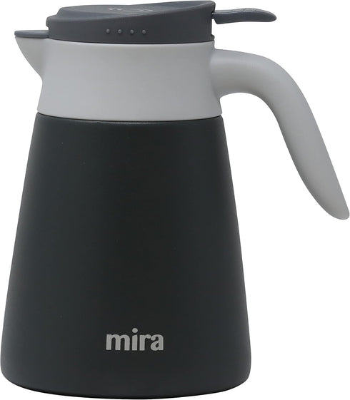 MIRA Insulated Coffee Carafe Server, Stainless Steel Vacuum Flask Coffee Dispenser, 34 oz, Graphite