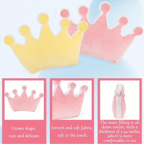 Crown Shaped Fluffy Throw Pillows - Pink for Kids