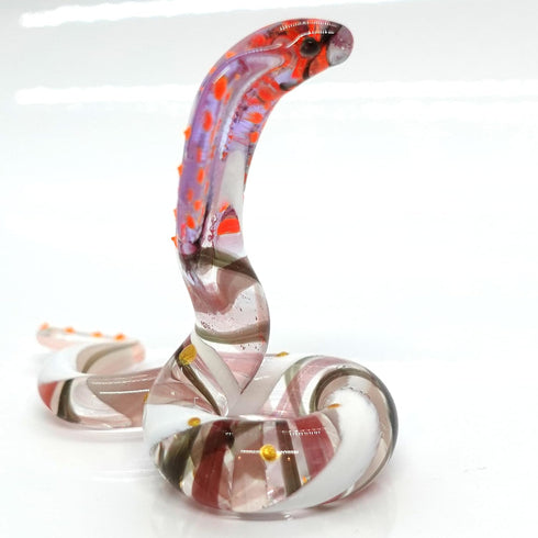 Snake/Cobra Miniature Figurines, Hand Blown Glass Art Collectible Gift for Home Decor (Multi-Red)