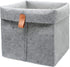 Felt Storage Basket, Large Capacity Folded Closet Storage Bin with Hanger for Clothing, Books, Shoes (Light Gray)
