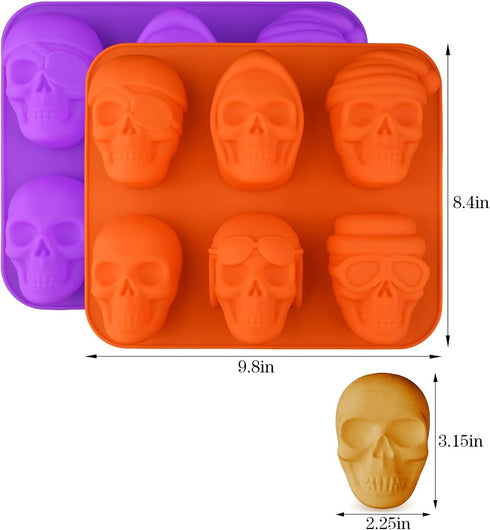 Skull Cake Molds Silicone, Large Size Halloween Skull Baking Molds for Mini Cakes, Handmade Soap, Chocolate, Pudding, Jello, Candy by HUAKENER