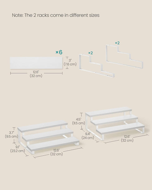 Set 2 3-Tier UKCS116W01 SONGMICS Display Risers, of Engineered Wood Perfume Organizer Stand, Cupcake Stand Holder