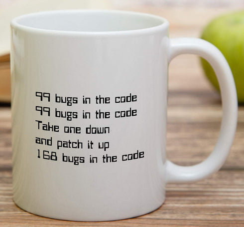 Retreez Funny Mug - 99 Bugs in the Code, 11 Oz Ceramic Coffee Mug, Sarcastic Gifts for Friends