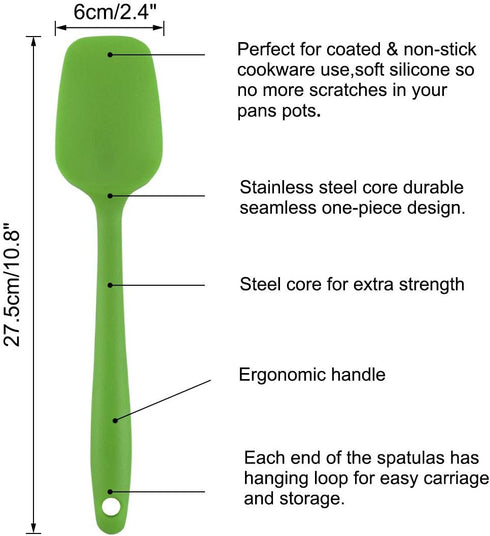 uxcell Silicone Spatula Set, Heat Resistant Kitchenware for Cooking, Baking, and Mixing - Green