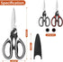 Heavy Duty Kitchen Scissors, Multipurpose Stainless Steel Food Shears for Poultry, Fish, Meat, Vegetables, 2-Pack
