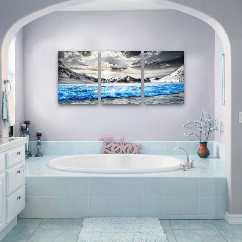 TTHYUEWS Framed Canvas Wall Art for Bedroom, Modern Home Decoration, Black and White Beach Wall Paintings