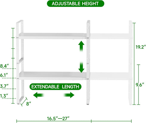 LOCVCDA Countertop Expandable Cabinet Organizer Shelf, Adjustable Height Organizer Riser for Kitchen Cabinet Spice Rack