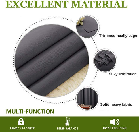 NICETOWN Blackout Curtain Blind for Bedroom, Thermal Insulated Grommet Blackout Drape (Single Panel, W42 x L63, Grey)