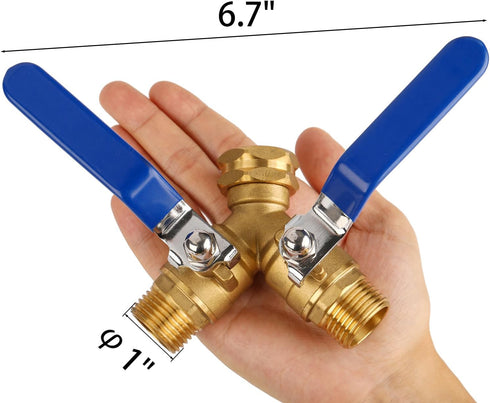 BILAL 2 Garden Hose Splitter Way Heavy Duty, Brass Faucet Adapter With Long Handle For Gardening Water Hose Shut Off