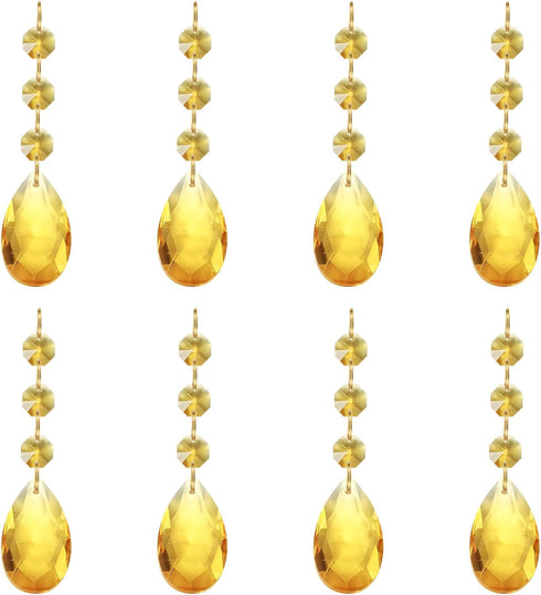 PATIKIL Teardrop Crystal Chandelier Pendants Beads, 8 Pack 100mm Length 38mm Chandelier