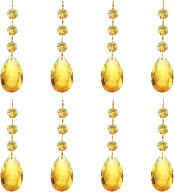 PATIKIL Teardrop Crystal Chandelier Pendants Beads, 8 Pack 100mm Length 38mm Chandelier