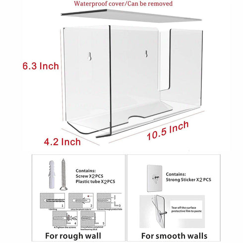 Wall Mount Paper Towel Dispenser,No Drilling Acrylic Bathroom Paper Towel Holder,Clear Napkin Holder