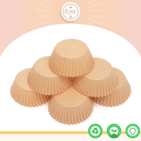 qiqee 300 Count Jumbo Cupcake Liners, Food Grade Baking Cups, Natural Muffin Liners, Large Size Paper No Smells
