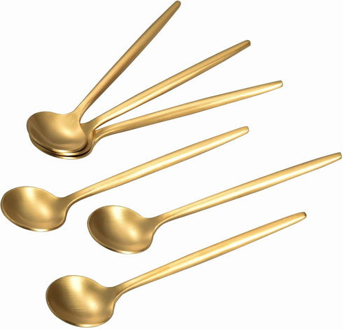 IMEEA Gold Espresso Spoons, Stainless Steel Mini Teaspoons, 5.1-Inch, Set of 6 for Coffee