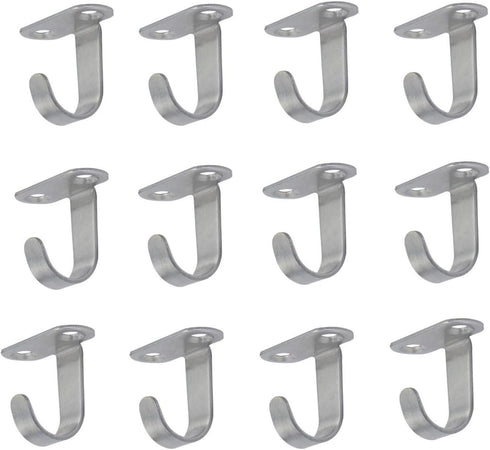 XMHF 10 Pack Stainless Steel Ceiling Hooks, Under-Shelf Coat Hook, Towel Robe Clothes Hanger for Bathroom