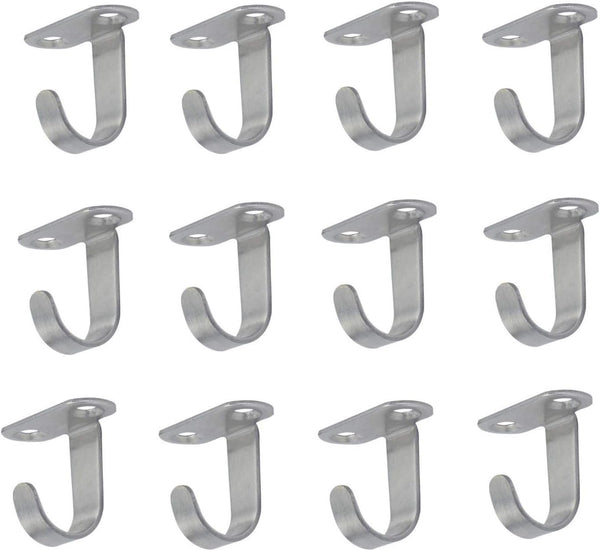 XMHF 10 Pack Stainless Steel Ceiling Hooks, Under-Shelf Coat Hook, Towel Robe Clothes Hanger for Bathroom