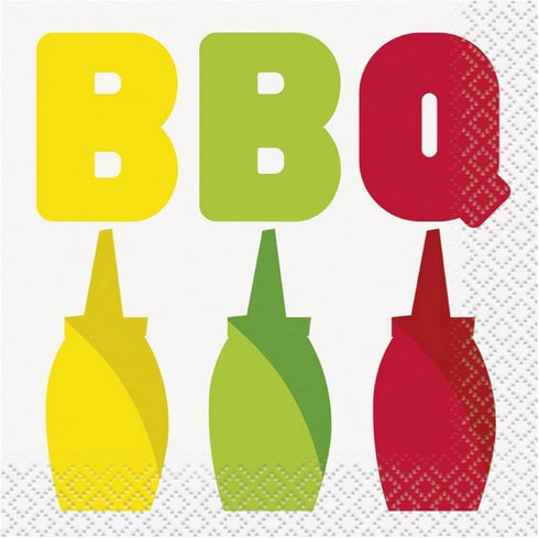 Unique Multicolor BBQ Paper Beverage Napkins, Pack of 16, Classic Design, Perfect Party Supplies for Outdoor Cooking
